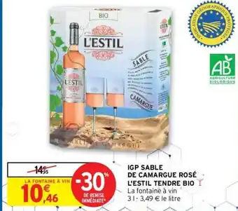 Intermarché Hyper L'Estil IGP Sable de Camargue Rosé Tendre Bio offre