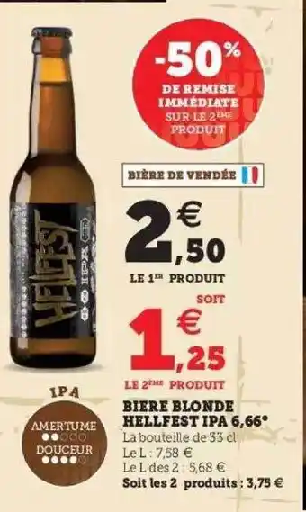 Hyper U Bière Blonde Hellfest Ipa 6,66° offre