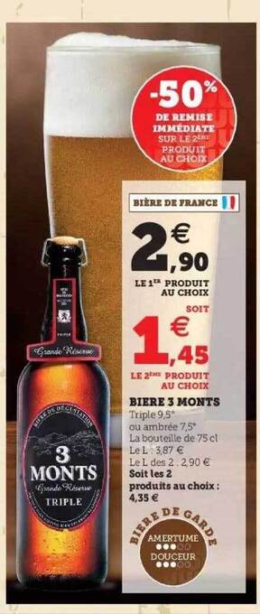 Hyper U Bière 3 Monts offre