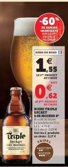 Hyper U Bière Triple Secret Des Moines 8° offre