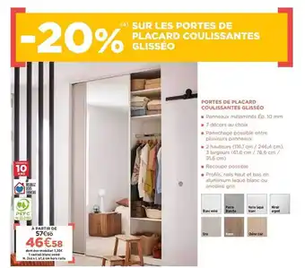 Lapeyre Portes De Placard Coulissantes Glisséo offre