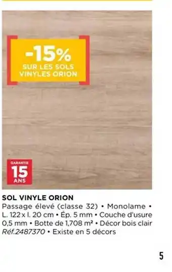 Lapeyre Sol Vinyle Orion offre