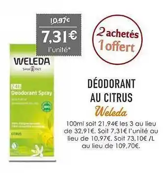 Naturalia Déodorant Au Citrus Weleda offre