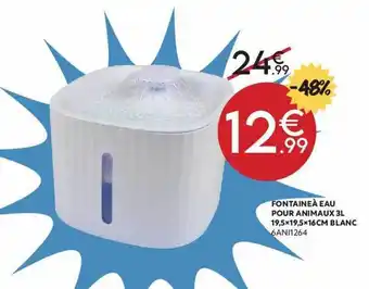 Maxi Bazar Fontaine à Eau Pour Animaux 3l 19,5 X 19,5 X 16 Cm Blanc offre