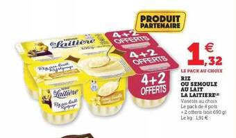 Super U Riz Ou Semoule Au Lait La Laitière offre