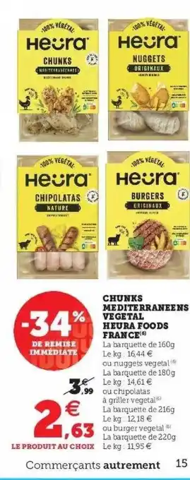 Super U Chunks Mediterraneens Vegetal Heura Foods France -34% De Remise Immédiate offre