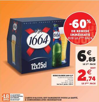 U Express Bière Blonde 1664 5,5° offre