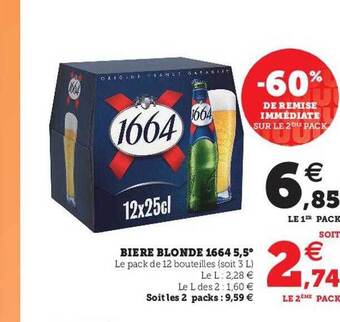 U Express Bière Blonde 1664 5,5° offre