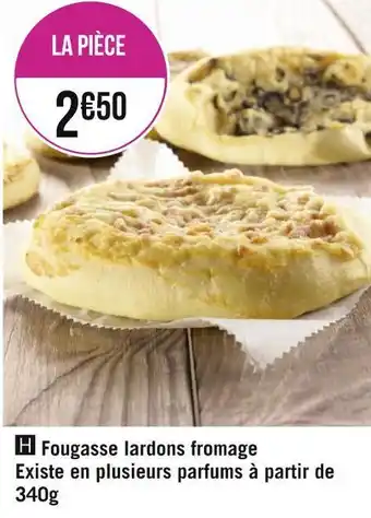 Géant Casino Fougasse lardons fromage existe en plusieurs parfums à partir de 340g offre