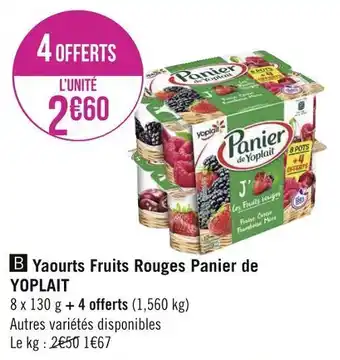 Géant Casino Yoplait yaourts fruits rouges panier de yoplait offre
