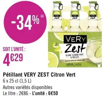 Géant Casino Very zest pétillant citron vert offre