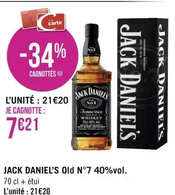 Géant Casino Jack daniel’s jack daniel’s old n°7 40%vol. offre