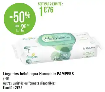 Géant Casino Pampers lingettes bébé aqua harmonie offre
