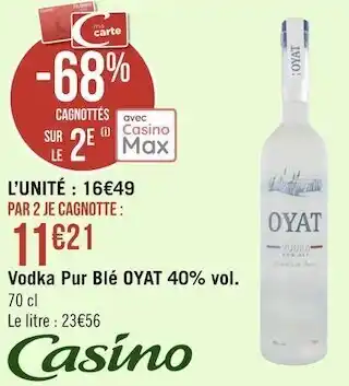 Géant Casino Oyat vodka pur blé 40% vol. offre