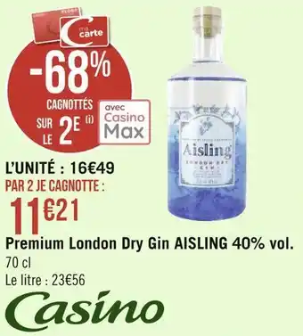 Géant Casino Casino premium london dry gin aisling 40% vol. offre