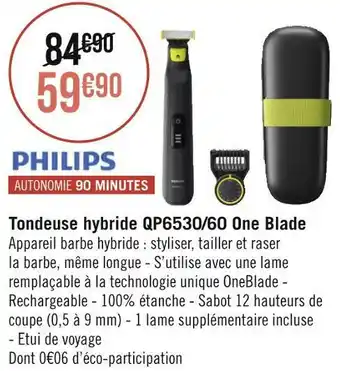 Géant Casino Philips tondeuse hybride qp6530/60 one blade offre