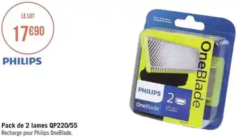Géant Casino Philips pack de 2 lames qp220/55 offre