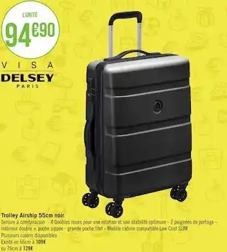 Géant Casino Desley trolley airship 55cm noir offre