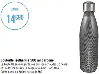 Géant Casino Yoko design bouteille isotherme 500 ml carbone offre