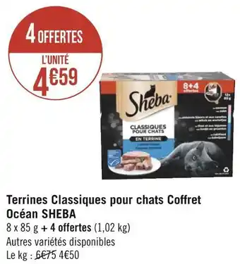 Géant Casino Sheba terrines classiques pour chats coffret océan offre
