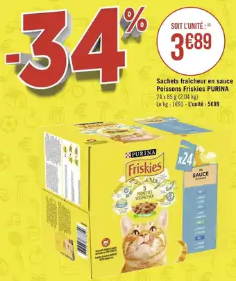 Géant Casino Purina sachets fraîcheur en sauce poissons friskies offre