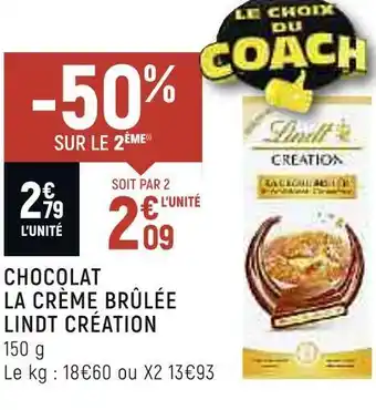 Spar Chocolat la crème brûlée lindt création offre