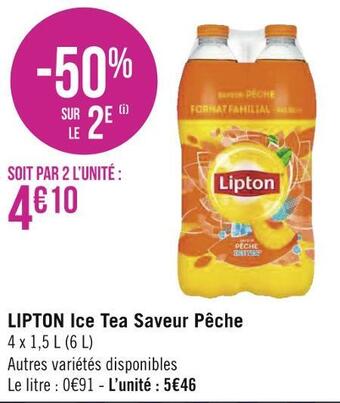Géant Casino Lipton ice tea saveur pêche offre
