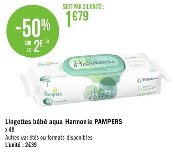 Géant Casino Pampers lingettes bébé aqua harmonie offre