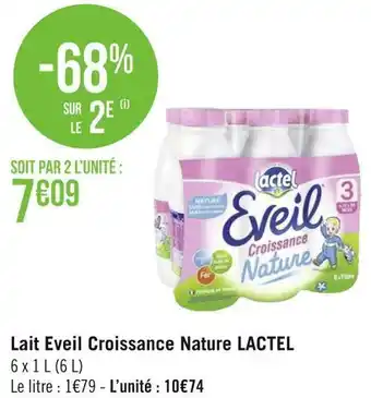Géant Casino Lactel lait eveil croissance nature offre