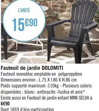 Géant Casino Dolomiti fauteuil de jardin offre