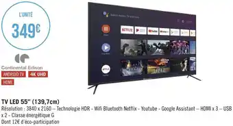 Géant Casino Continental edison tv led 43’’ (108 cm) offre