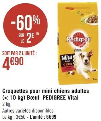 Géant Casino Pedigree croquettes pour mini chiens adultes (< 10 kg) bœuf vital offre