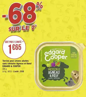 Géant Casino Edgard & cooper terrine pour chiens adultes sans céréales agneau et bœuf offre