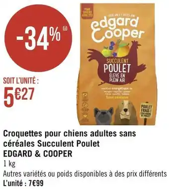 Géant Casino Edgard & cooper croquettes pour chiens adultes sans céréales succulent poulet offre