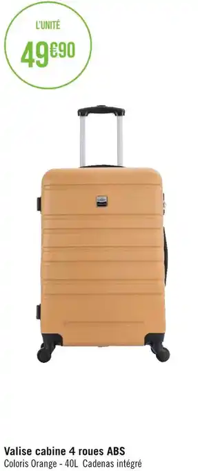 Géant Casino Valise cabine 4 roues abs offre