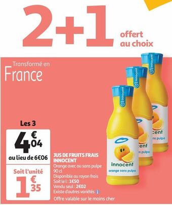 Auchan Jus de fruits frais innocent offre