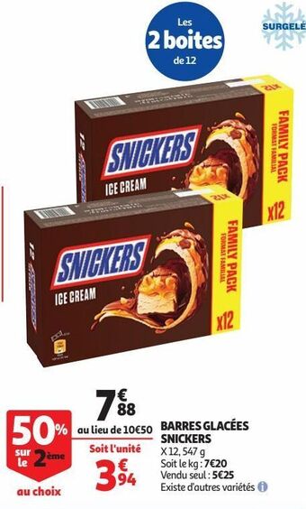 Auchan Barres glacées snickers offre