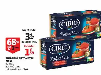 Auchan Pulpe fine de tomates cirio offre