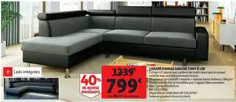 Auchan Canapé d'angle gauche tomy à led offre