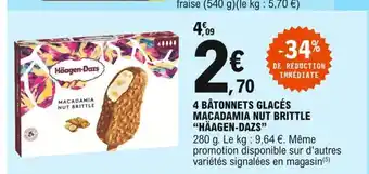 Häagen-Dazs 4 Bâtonnets Glacés Macadamia Nut Brittle