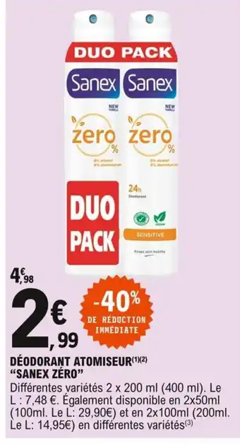 E.Leclerc Sanex Zéro Déodorant Atomiseur offre