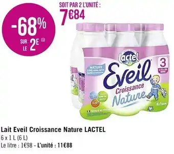 Casino Supermarchés LACTEL lait eveil croissance nature offre