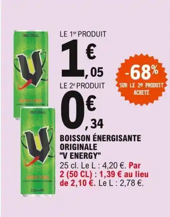 E.Leclerc "V ENERGY" boisson énergisante originale offre