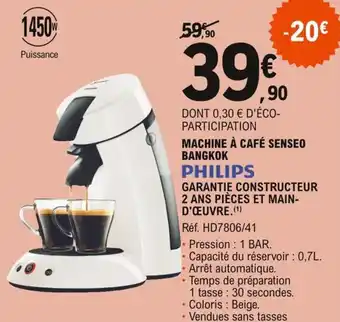 E.Leclerc PHILIPS machine à café senseo bangkok offre