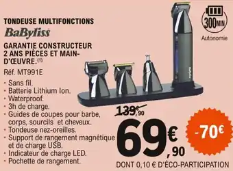 E.Leclerc BABYLISS tondeuse multifonctions offre