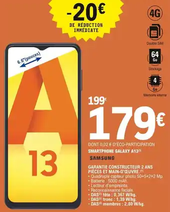 E.Leclerc SAMSUNG smartphone galaxy A13 offre