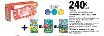 E.Leclerc Consoe switch lite + 1 jeu au choix offre