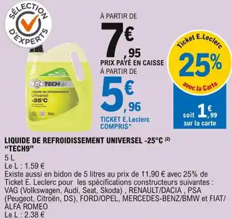 E.Leclerc "TECH9" liquide de refroidissement universel -25C offre