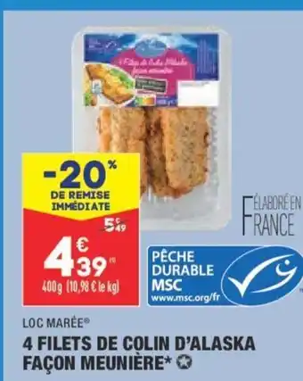ALDI 4 Filets de Colin D'Alaska Façon Meunière offre