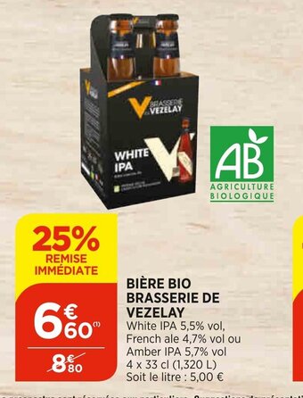 Bi1 Bière Bio Brasserie de Vezelay offre